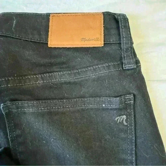 Madewell womens 26 jeans 9” high rise skinny cropped black raw hem denim pants - Picture 12 of 12